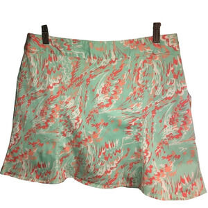 LADY HAGEN Sz 8 Women's Mint Coral White Geometric Print Golf Tennis Skort Skirt